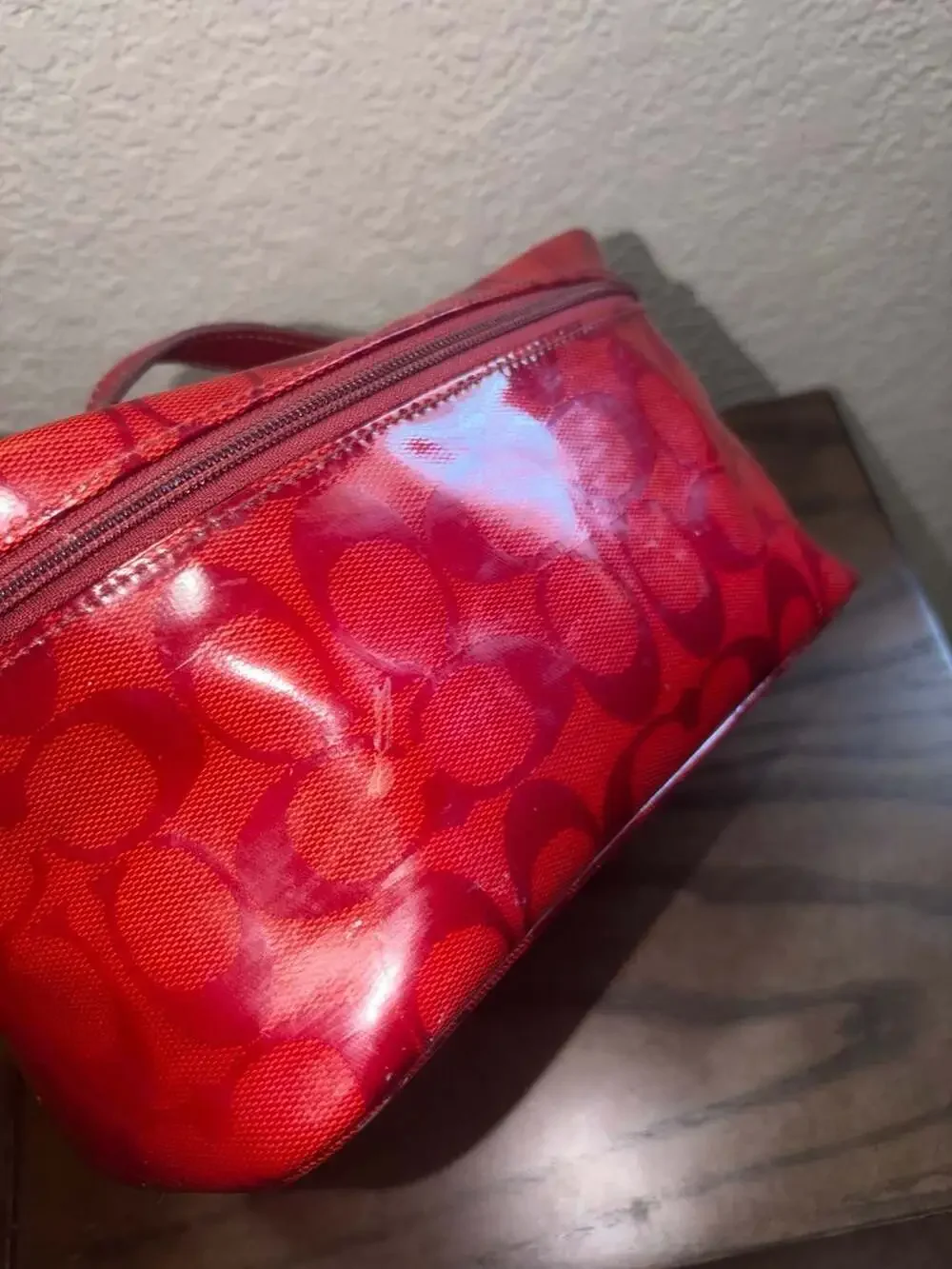 Coach Red Signature Cosmetic Case
